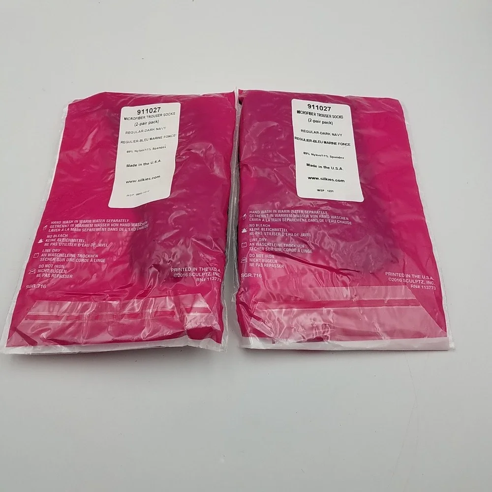NOS 2X‎ Packs Silkies Microfiber Trouser Socks Regular Dark Navy 911027